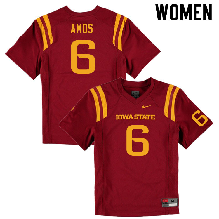 Women #6 Jaquan Amos Iowa State Cyclones College Football Jerseys Sale-Cardinal - Click Image to Close